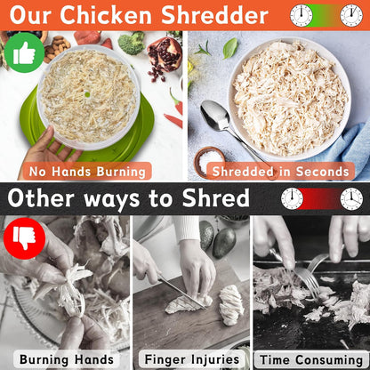 Chicken Shredder Tool Twist Large – 10.2 Inch Non Slip Meat Shredder with Removable Tray- BPA Free, Dishwasher Safe, Heat Resistant Chicken Breast Shredder with Handle & Serving Tong