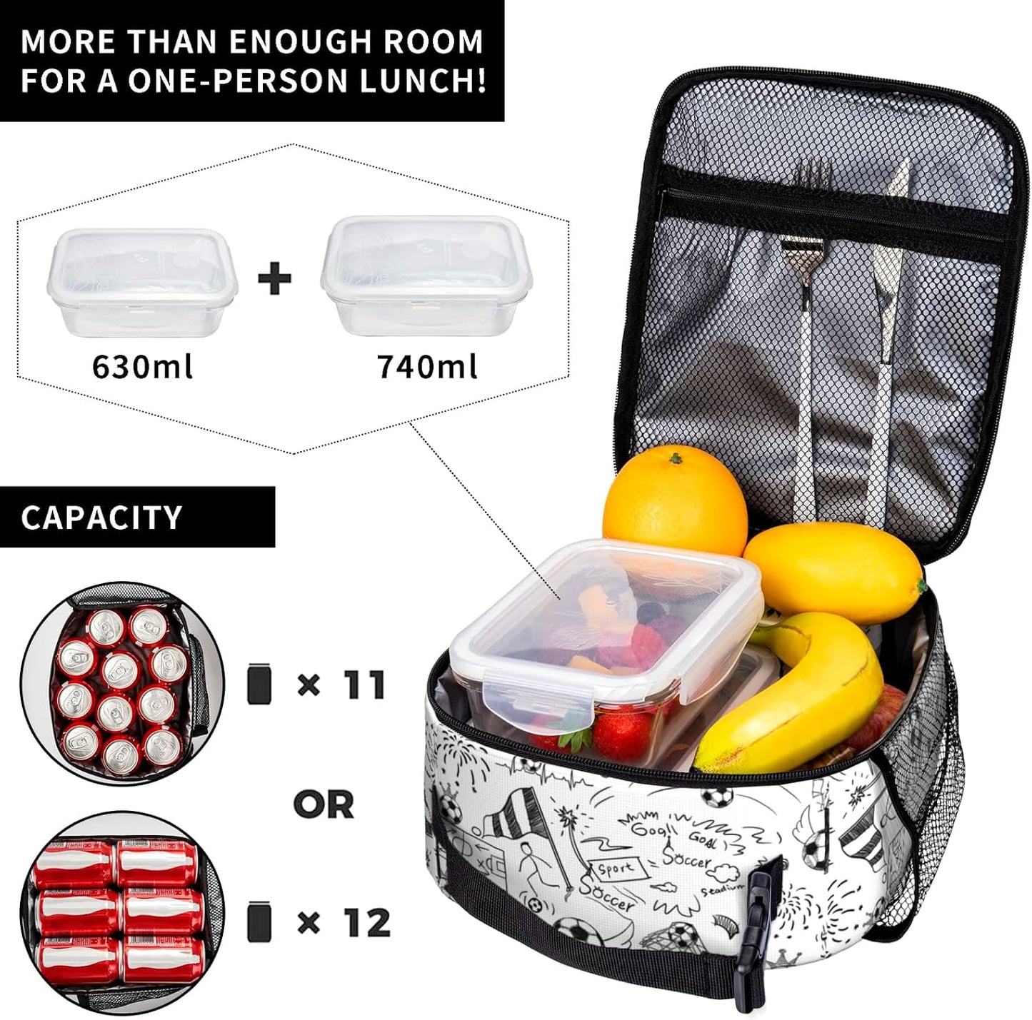 Golf Lunch Box Portable Insulated Cooler Lunch Bags Multicolor Cartoon Lunch Bag For Women Men Kids Boys Girls School Work Office Travel Picnic Gifts