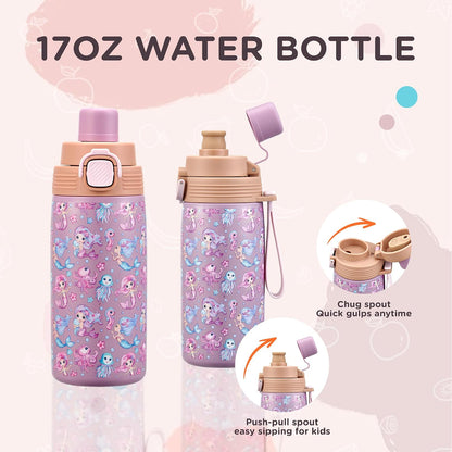 MAISON HUIS Bento Box for Kids with 8oz Soup Thermo, Insulated Lunch Bag & 17oz Water Bottle, 2-Compartment Bento Box with Built-In Ice Pack, Leak-Proof & BPA-Free