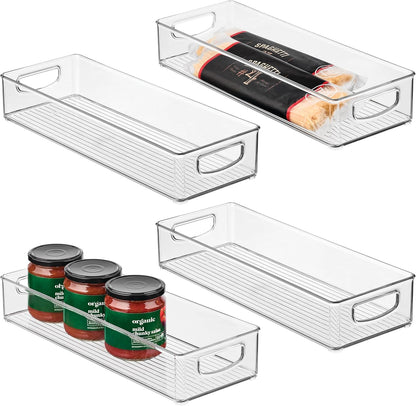 iDesign Slim Extra Long Clear Storage Bin, Narrow Stackable Organizer for Kitchen or Pantry