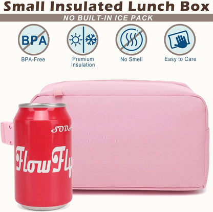 FlowFly Small Insulated Lunch box Portable Soft Bag Mini Cooler Thermal Meal Tote Kit with Handle for Work & School, Black