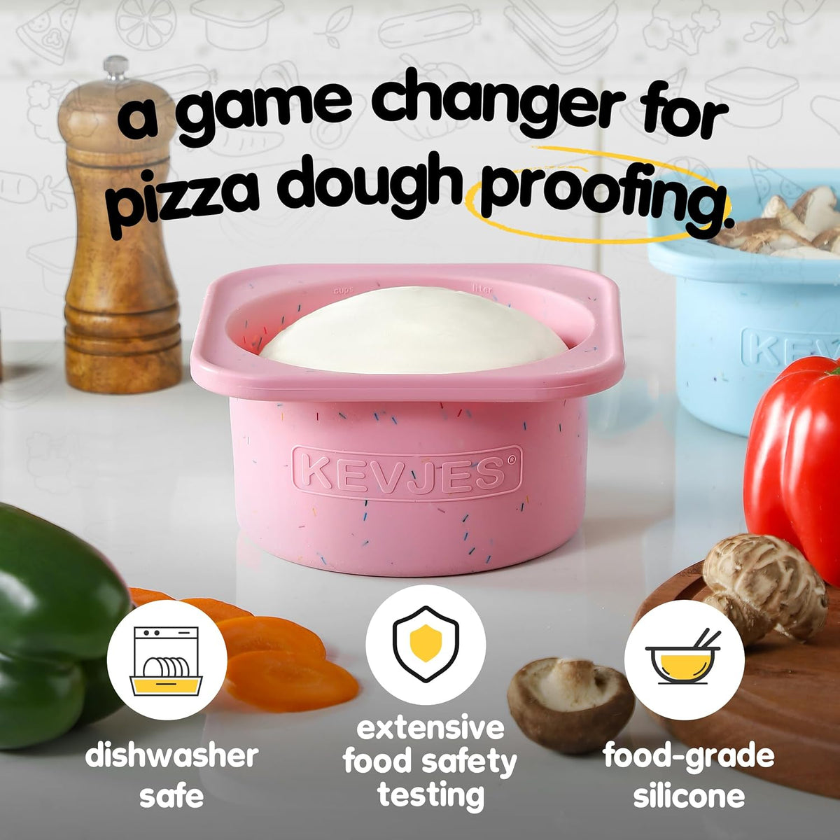 PLUS 1000ml Pizza Dough Proofing Containers, 2-Pack, Green