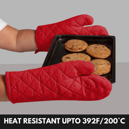 Oven Mitt (7"x13") & Pot Holder (8"x8") 100% Cotton Set of Heat Resistant Oven Gloves & Hot Pads for Gifts, BBQ, Cooking, Baking, Thanksgiving - Mustard Yellow