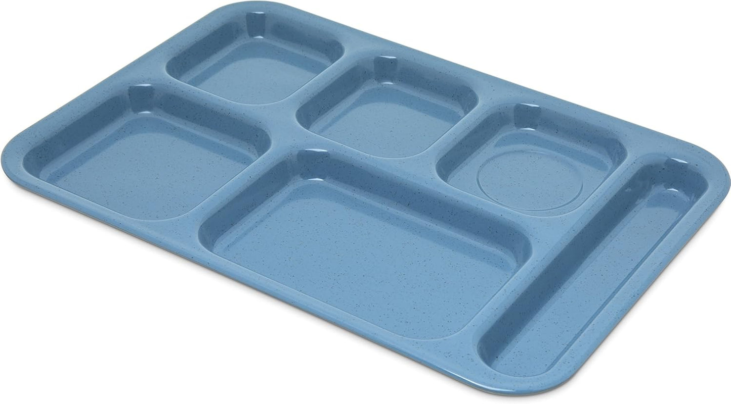 Carlisle FoodService Products P614R09 Right-Hand 6-Compartment Polypropylene Tray, 10" x 14", Green
