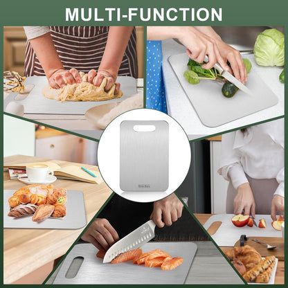 Stron-Dura Small Stainless Steel Cutting Board for Kitchen, 11.5" x 8" Food Grade Metal Chopping Board, Non Toxic Dishwasher Safe, Double Sided Odorless, Cutting Board for Meat Veggies Camping