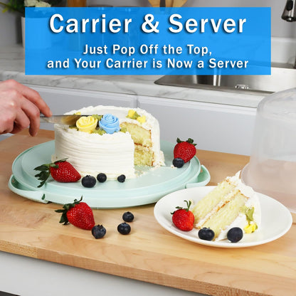 JOEY'Z EXTRA LARGE Cake Carrier - Holds up to 12 Inch 3-Layer Cake | Cake Container with Server Cake Carrier With Lid And Handle Cake Holder with Lid/Cake Cover Cake Plate Clear Cake Dome