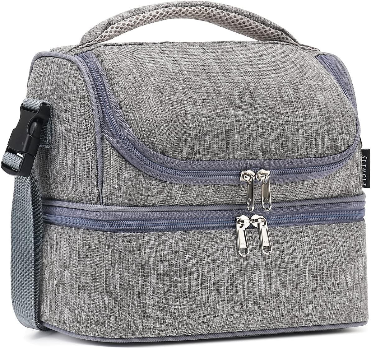 FlowFly Kids Double Decker Cooler Insulated Lunch Bag Large Tote for Boys, Girls, Men, Women, With Adjustable Strap, Unicorn