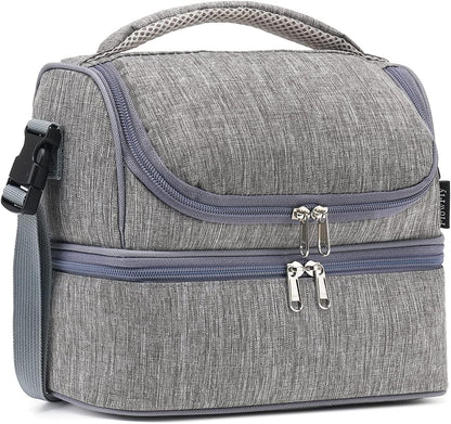 FlowFly Kids Double Decker Cooler Insulated Lunch Bag Large Tote for Boys, Girls, Men, Women, With Adjustable Strap, Unicorn