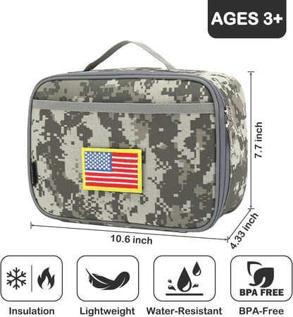 FlowFly Kids Lunch box Insulated Soft Bag Mini Cooler Back to School Thermal Meal Tote Kit for Girls, Boys, Black