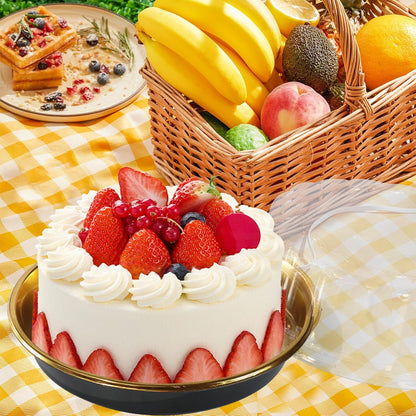 5Pack 10inch Round Clear +Gold Cake Carriers for Transport Plastic Cake Containers Carriers with Dome Lids and Cake Boards Clear Bundt Cake Boxes