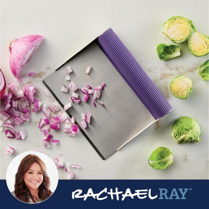 Rachael Ray Tools and Gadgets Stainless Steel Pastry Scraper / Bench Scrape / Kitchen Tool for Baking and Cooking / Dishwasher Safe, Purple