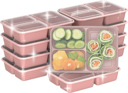 Bentgo Prep - 20-Piece 3-Compartment Reusable Meal Prep Containers with Lids, PFAS & BPA Free Materials, Durable, Microwave, Freezer, & Dishwasher Safe To Go Food Storage (Stone Gray)