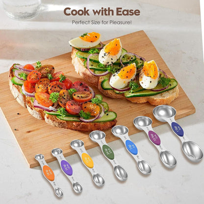 Magnetic Measuring Cups and Spoons Set – 304 Stainless Steel | Dual-sided Design | 15-Piece with Leveler | N52 Space-Saving Magnetic Nesting | Baking & Meal Prep | Kitchen Gift (Black)