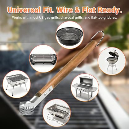 Grill Scraper with Adjustable Blade, 13 Notches Universal Bristle Free Grill Brush for Hot & Cold Grill Grates, Heavy Duty Stainless Steel Grill Cleaning Tool for Gas Charcoal Electric Grills