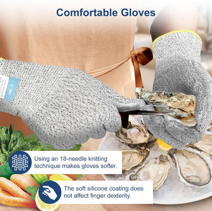Dowellife Cut Resistant Gloves Food Grade Level 5 Protection, Safety Kitchen Cut Gloves for Chef Oyster Shucking Mandolin Knife Butcher Meat Cutting