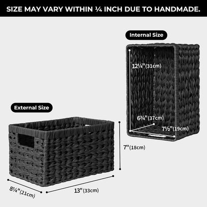 GRANNY SAYS Wicker Storage Baskets for Shelves, Water Hyacinth Basket with Scalloped Edge, Storage Wicker Baskets for Pantry, Large, 2-Pack