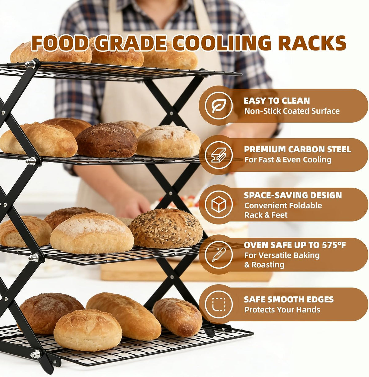 3 Tier Collapsible Cooling Rack Sourdough Cooling Rack 17"x10"