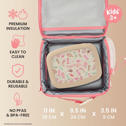 Bentgo Kids Lunch Bag - Durable, Double-Insulated Lunch Bag for Kids 3+; Holds Lunch Box, Water Bottle, & Snacks; Easy-Clean Water-Resistant Fabric & Multiple Zippered Pockets (Mermaid)