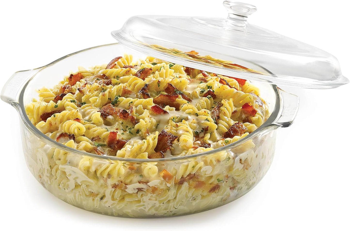 Libbey Baker’s Premium 2 Piece Glass Pie Plate, Stackable, Space Saving Casserole Dish Set with Lids, Glass Baking Dish Set for Fruit Pies, Quiches