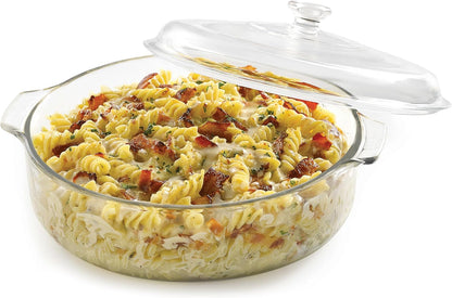 Libbey Baker’s Premium 2 Piece Glass Pie Plate, Stackable, Space Saving Casserole Dish Set with Lids, Glass Baking Dish Set for Fruit Pies, Quiches