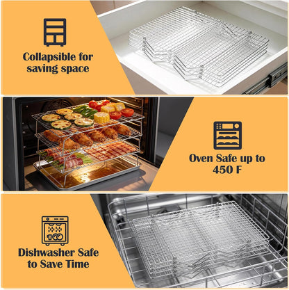 P&P CHEF 4 Tier Stackable Cooling Racks for Cooking and Baking, 15" x 10"