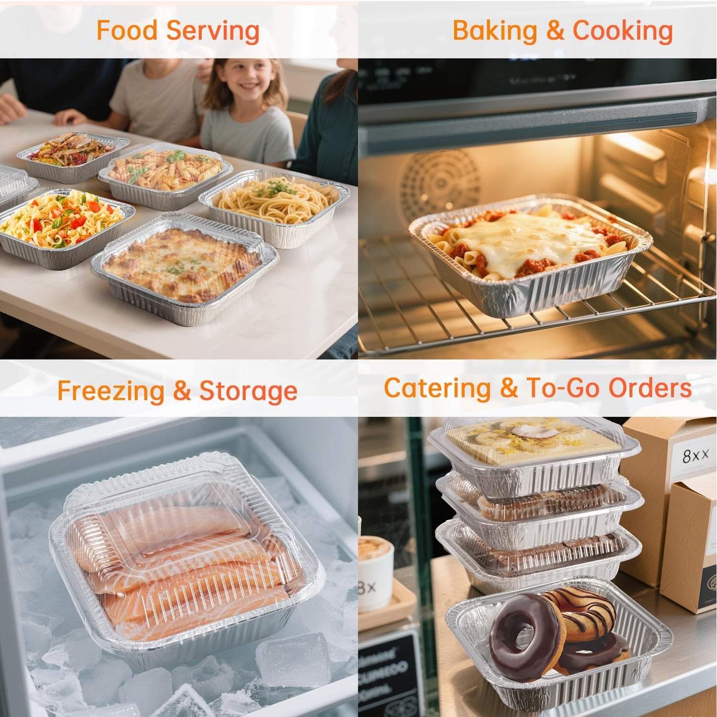 8x8 Aluminum Pans - 20 Pack Disposable Foil Pans, Heavy Duty Square Aluminum Baking & Roasting Trays for Meal Prep, Food Storage, Heating & Party Serving