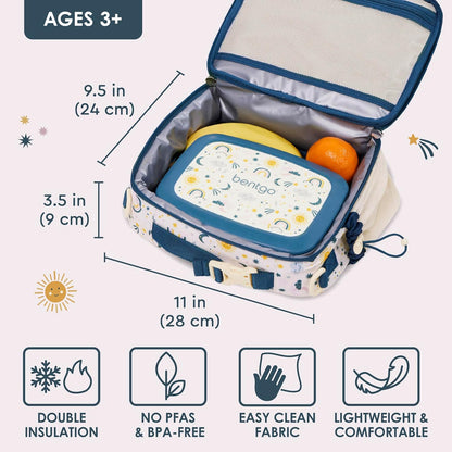 Bentgo Kids Lunch Bag - Durable, Double-Insulated Lunch Bag for Kids 3+; Holds Lunch Box, Water Bottle, & Snacks; Easy-Clean Water-Resistant Fabric & Multiple Zippered Pockets (Mermaid)