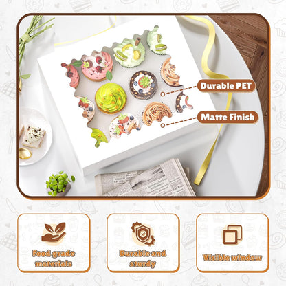 RYDDOY 4 Pack Cupcake Boxes, Hold 12 Standard Cupcakes, Cupcake Containers with Window and Inserts, High Grade Cupcake Holder, for Birthday Holiday Party, Supplies for Cupcakes, Desserts and More