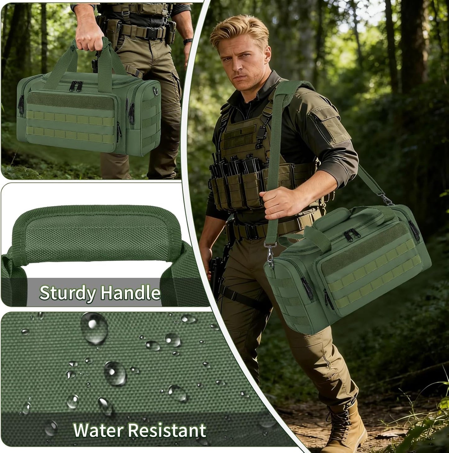 Tactical Pistol Range Bag, Gun Range Bag for Handguns, Shooting Duffle Range Pistol Bag with 6X Magazine Slots, Extra Pockets for Ammo and Essentials