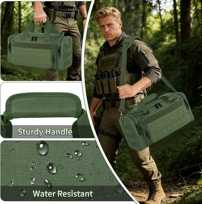 Tactical Pistol Range Bag, Gun Range Bag for Handguns, Shooting Duffle Range Pistol Bag with 6X Magazine Slots, Extra Pockets for Ammo and Essentials