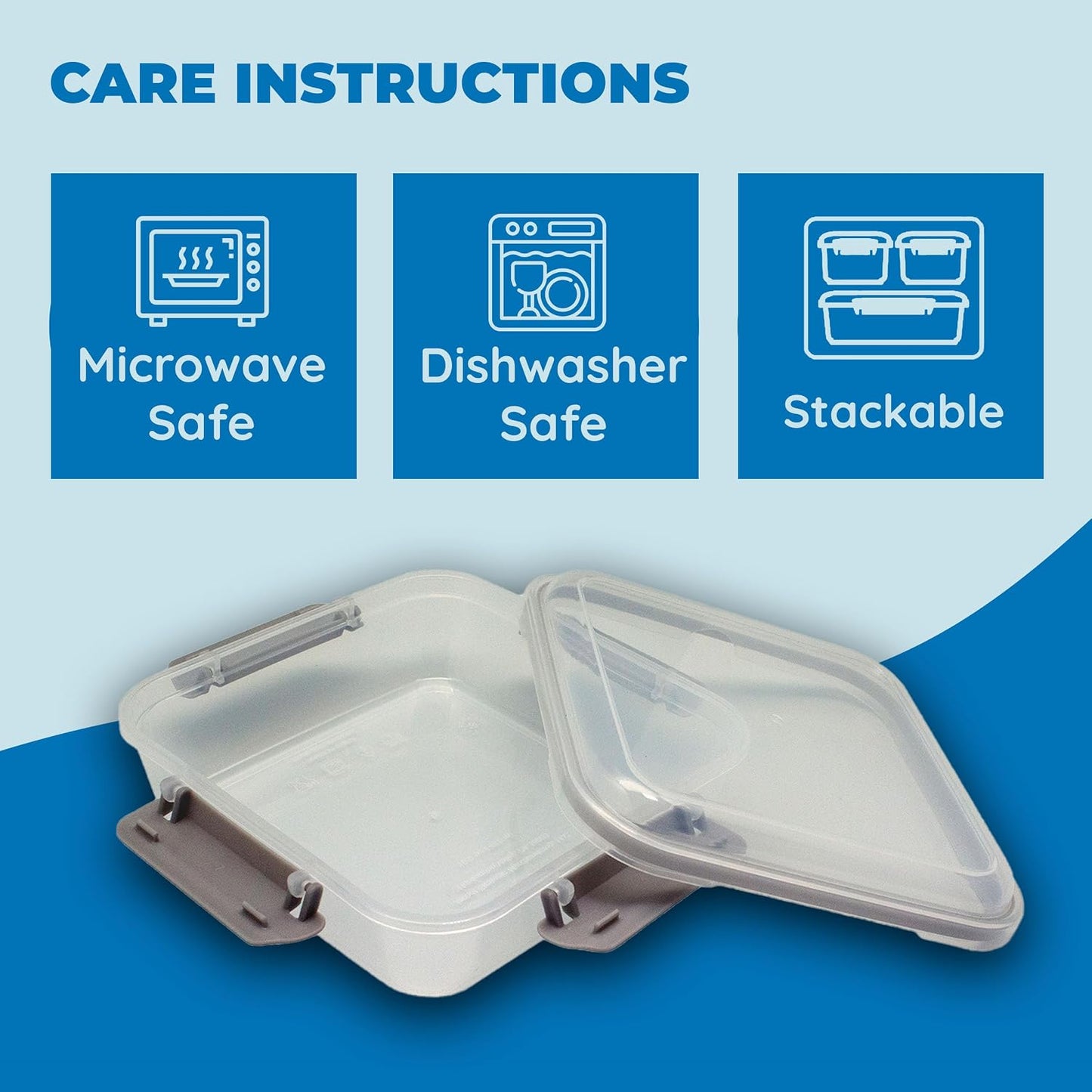 Biosmart Sandwich Container: 3 Pack Reusable, BPA Free Plastic Food Storage with Snap-Off, Leak-Proof Lid