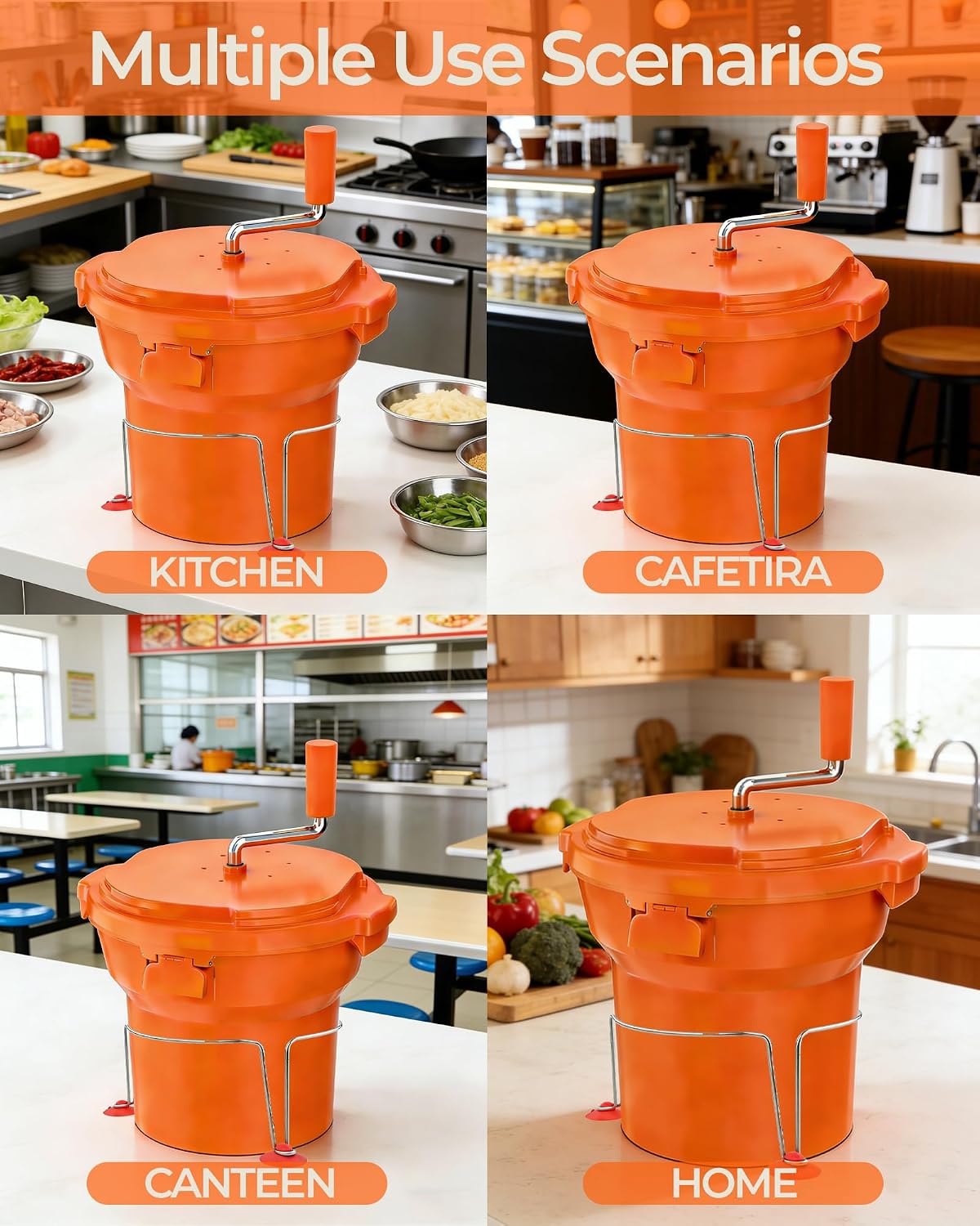 Commercial Salad Spinner - 6 Gallon Salad with Stand Dryer w/Draining Hose, 24Qt Manual Salad Spinner for up to 7 Heads of Lettuce Spinner Large for Catering