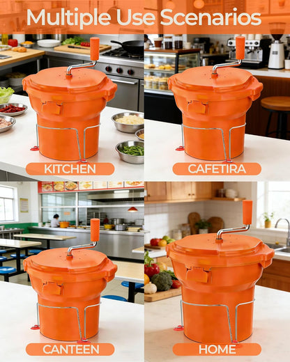 Commercial Salad Spinner - 6 Gallon Salad with Stand Dryer w/Draining Hose, 24Qt Manual Salad Spinner for up to 7 Heads of Lettuce Spinner Large for Catering