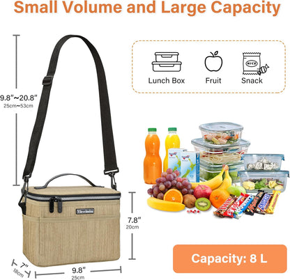 Tirrinia Insulated Lunch Bag for Women Men, Leakproof Lunch Box Containers for Adult, Work, School, Soft Lunchbox for Kids,Boys, Adult Cooler Bag for Picnic Hiking Beach,Charcoal