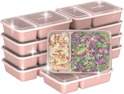 Bentgo Prep - 20-Piece 2-Compartment Reusable Meal Prep Containers with Lids, PFAS & BPA Free Materials, Durable, Microwave, Freezer, & Dishwasher Safe To Go Food Storage (Rose Gold)