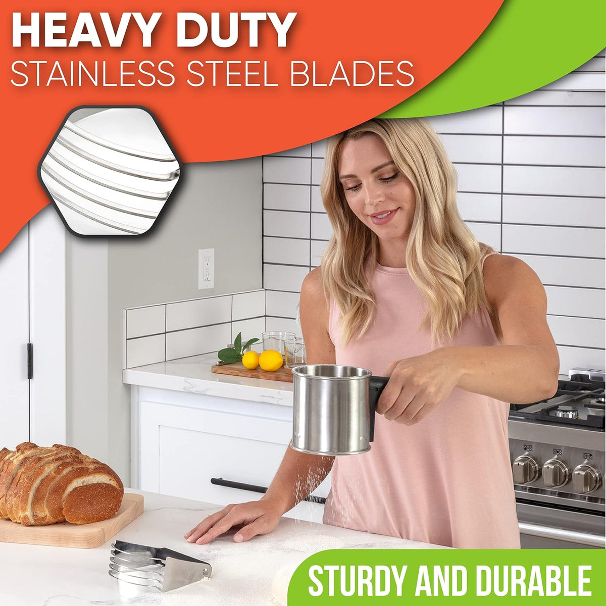 Spring Chef Large Dough Blender For Baking - Durable Pastry Blender - Black