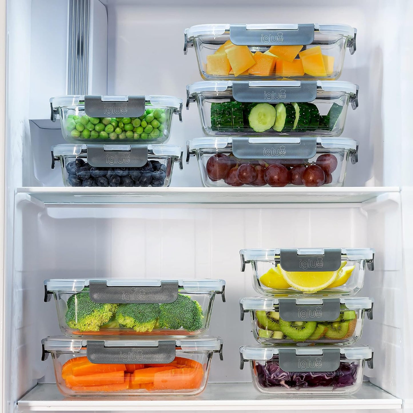 Igluu Meal Prep Glass Containers with Air Vent Lids (5 Pack+Extra Lid) – Airtight & BPA-Free – Oven, Microwave, Freezer and Dishwasher Safe – 28oz – Durable Borosilicate Glass