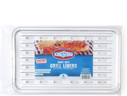 Kingsford Extra Tough Aluminum Grill Liners, Disposable Foil Grill Toppers for Outdoor Grills, Helps Keep Food and Sauce from Falling Through Grates, 16 x 11.75 in, 14 Count