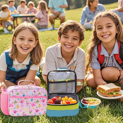 RHCPFOVR Kids Lunch Bag - Insulated Lunch Box for Boys Girls,Washable Lunch Bag and Reusable Toddler Leak-proof Lunchbox for School and Daycare - Colors B