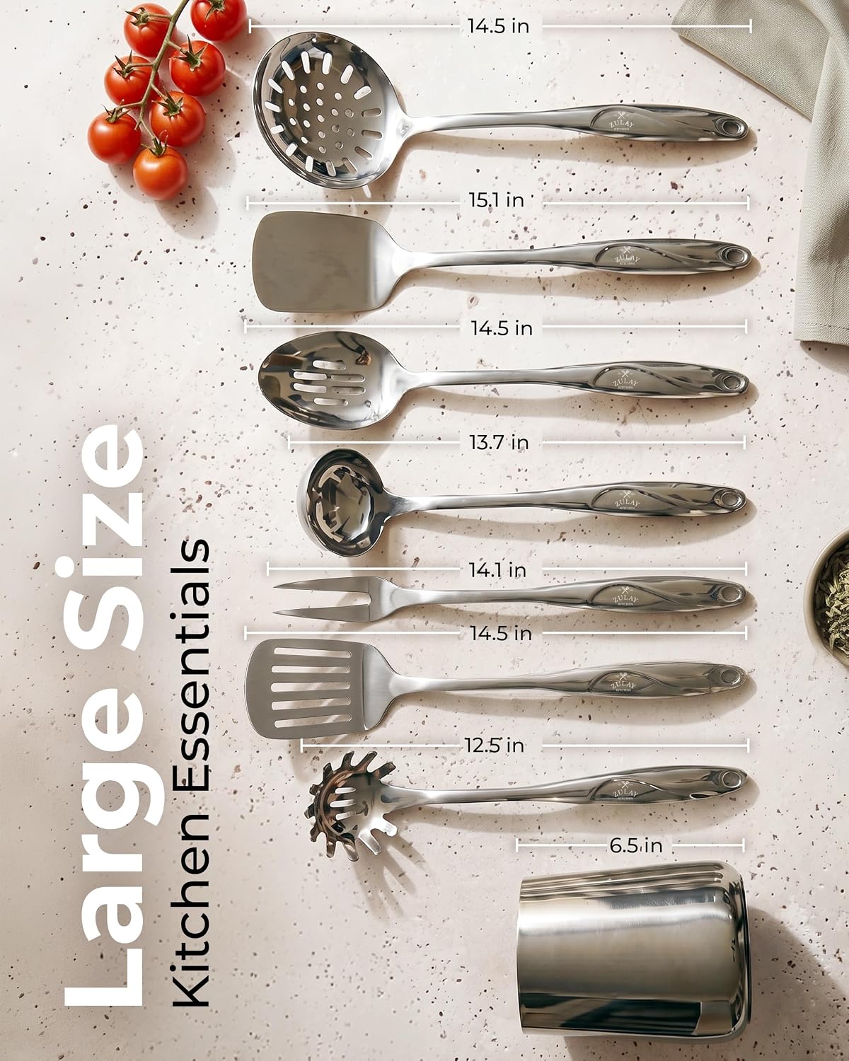 Zulay Kitchen Stainless Steel Serving Spoon - 11.5” Large Cooking & Serving Spoon with Ergonomic Handle - Durable, Rust-Resistant & Dishwasher Safe Kitchen Utensil for Cooking and Buffets