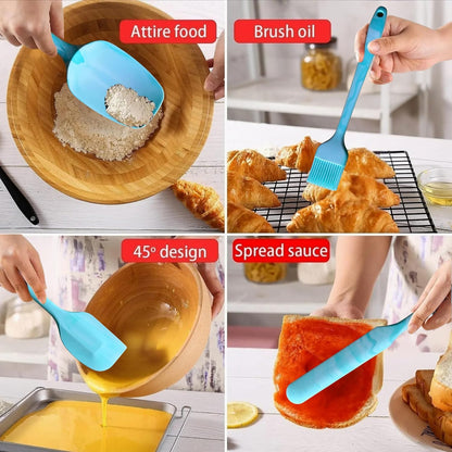 Silicone Marbled Spatula Set of 6, Black | 446F Heat-Resistant, One-Piece Steel Core, Non-Stick, Dishwasher Safe