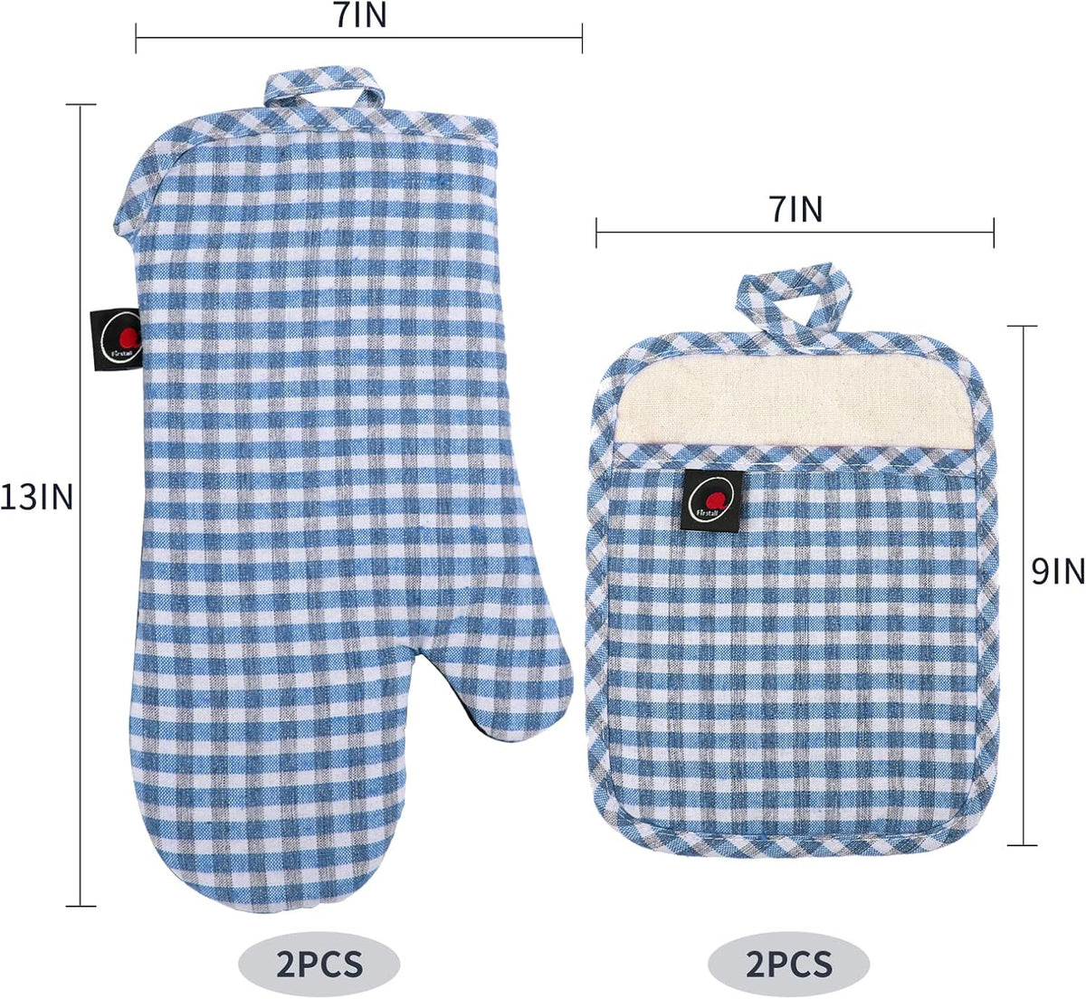 Oven Mitts and PotHolders Sets, 4 Pcs Kitchen Oven Glove High Heat Resistant 400°F Pot Holders for Kitchen, Non-Slip Neoprene Oven Mitts are Suitable for Cooking, Baking (Black)