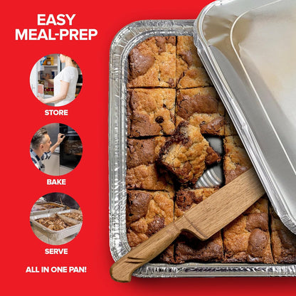 Stock Your Home 9x13 Aluminum Trays with Lids (10 Pack) – Disposable Half Size Deep Pans for Cooking, Storage, BBQ, Grilling, Catering