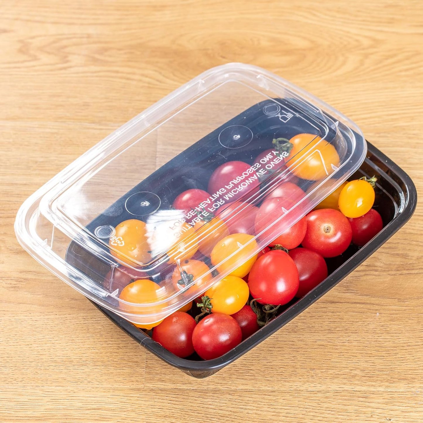 30oz Meal Prep Containers Bulk 50-Pack - 2-Compartment with Lids, Leakproof, Microwave/Freezer/Dishwasher Safe - Commercial Food Storage, Black