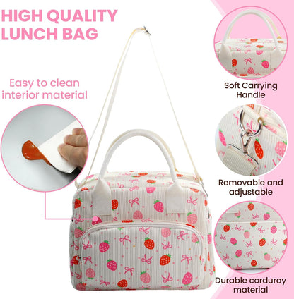 RLGPBON Insulated Lunch Bag Teen Girls, Preppy Lunch Box Large Insulated Lunch Bag Reusable Lunch Tote Bag, Preppy LunchBag for Girls School Travel Picnic