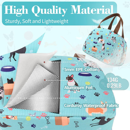CaCTOUR Lunch Box for Women Girls Teens,Cute Lunch Box Cooler Bag, Portable Insulated Small Lunch Bag Women Reusable Corduroy Lunch Tote for Work/Travel/Picnic/School (Dog Green,Small)