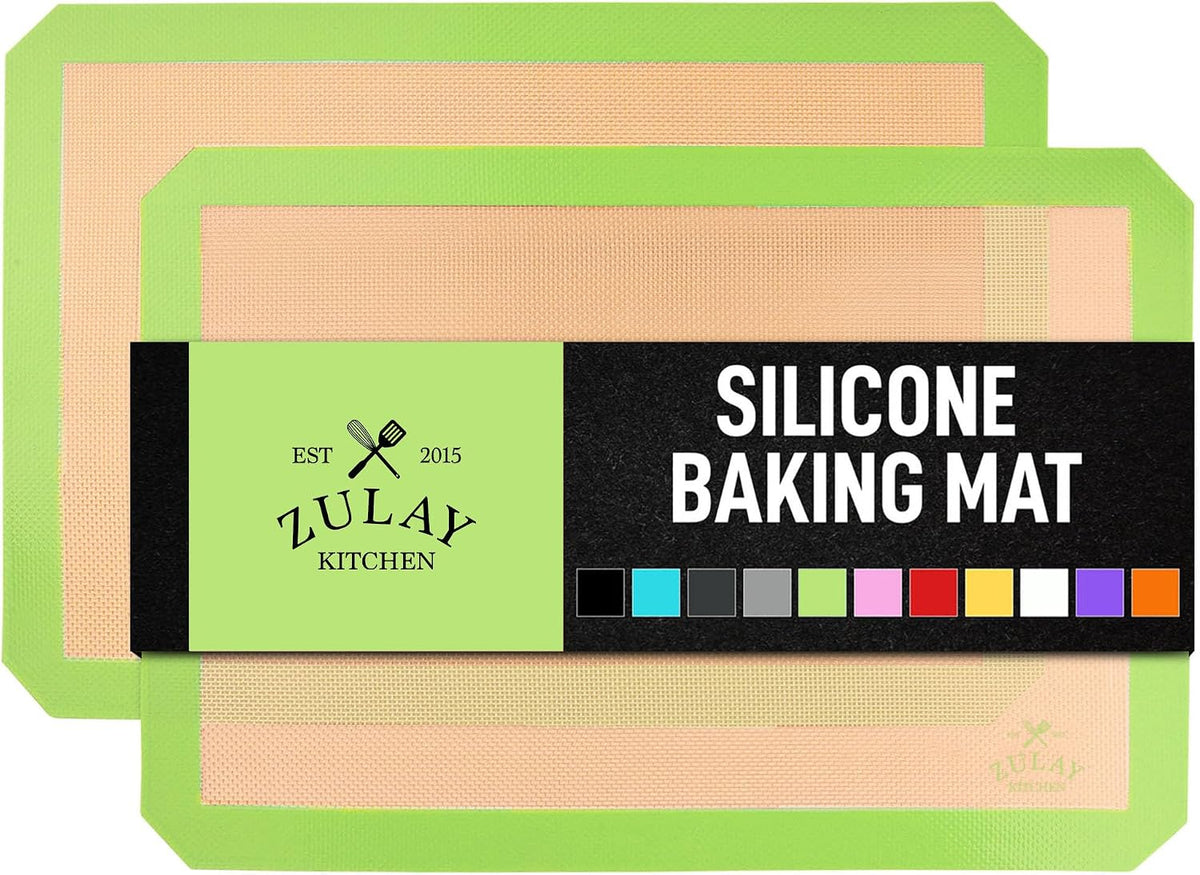 Zulay Kitchen Silicone Baking Mat – 16.5"×11.6" BPA-Free Reusable Baking Sheet, Heat Resistant 480°F – Non-Slip Border, Perfect for Cookies, Bread, Pastries & Oven Use - (Dark Gray)