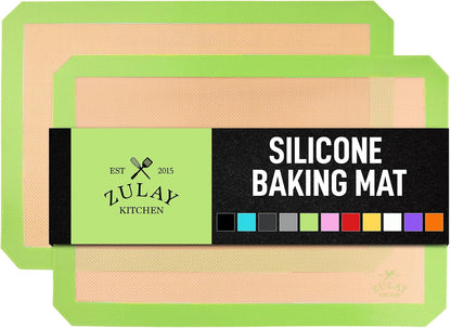 Zulay Kitchen Silicone Baking Mat – 16.5"×11.6" BPA-Free Reusable Baking Sheet, Heat Resistant 480°F – Non-Slip Border, Perfect for Cookies, Bread, Pastries & Oven Use - (Dark Gray)