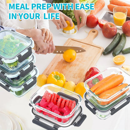 Skroam 5-Packs 36OZ Glass Food Storage Containers with Lids Airtight, Glass Meal Prep Container for Lunch, Pantry Organizers and Storage, Glass Lunch Boxes for Freezer to Oven Safe, Leak Proof