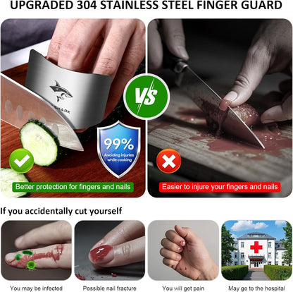 MAD SHARK 2pcs Chef Finger Guards for Cutting aid, Stainless Steel Protectors for Cutting, Avoid Hurting, Slicing and Chopping Kitchen Tools